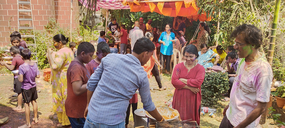 Holi celebrations in progress.